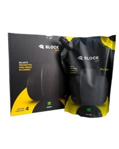 Block Car Prime - Selante Preventivo Contra Furos em Pneu de Carro Aro 13, 14 e 15 - emb 600ml Kit c/ 4 Un